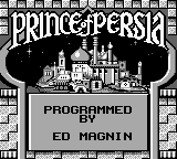 Prince of Persia title screen for GameBoy